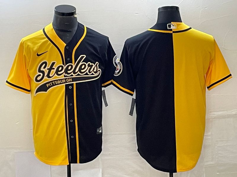 Men Pittsburgh Steelers Blank Yellow black Co Branding Nike Game NFL Jersey style 1